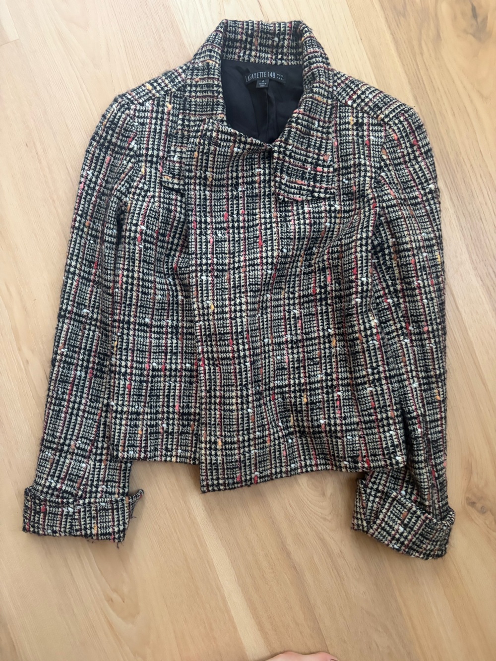 Lafayette 148 New York Black Multicolor Tweed Cropped Jacket
